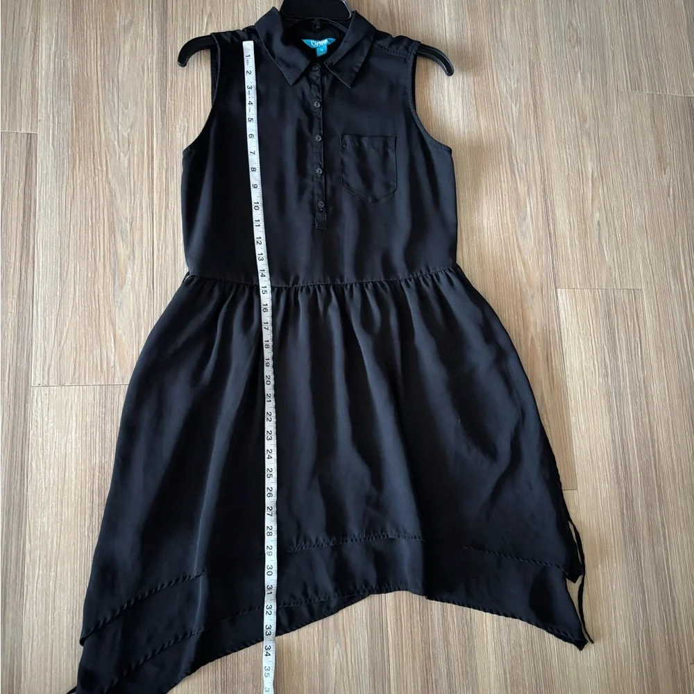 Y2K L’Amour Dress Black Collared Chiffon Button Sleeveless Womens M Whimsigoth